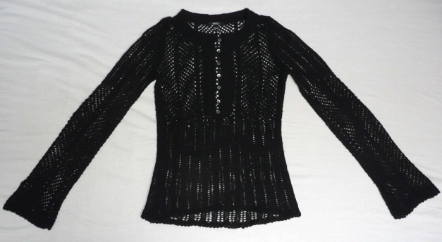 Mango Boho Häkel Pullover schwarz XS ( 32 - 34 )