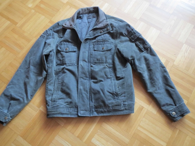 Jeansjacke, Reißverschluss, khaki, gefüttert, Gr.40/M