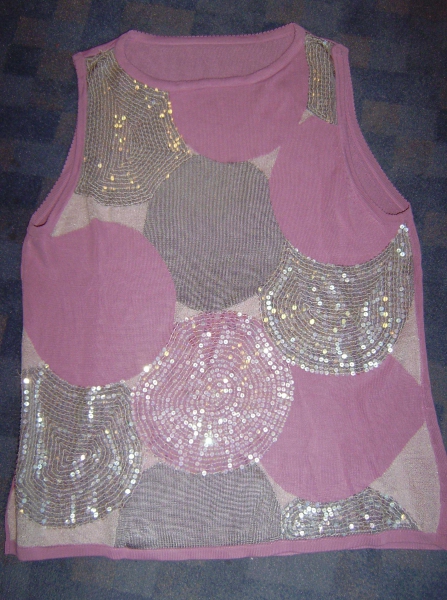 Elegantes Feinstrick-Top mit Pailletten, altrosa, grau, weiß ca. Gr. 38-40