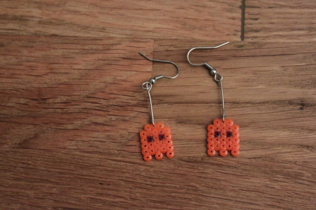  orangene Pacman Ohrringe
