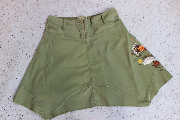 ABORIGINAL Trapezrock mit Blütenstickerei khaki