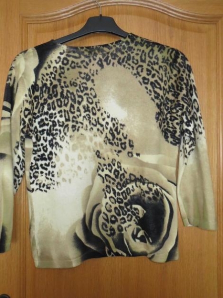 Pullover, Gr.40/M, schick, 3/4 Arm, oliv-schwarz