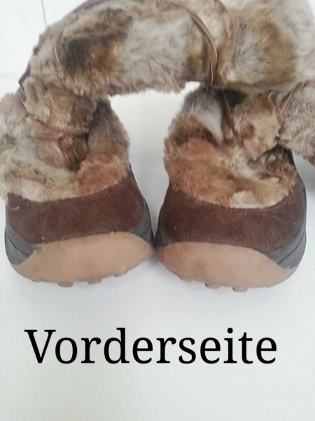 Braun-/beigefarbene Kunstfellboots/-stiefel in partieller Wildlederoptik Gr. 36