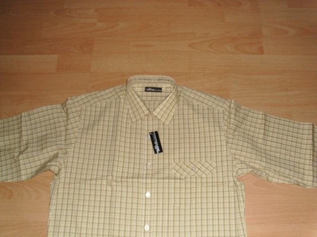 Hemd von Alka, beige kariert, Gr. 39/40 ( M / 48) Neu