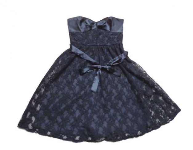 Abendkleid Abiball Partykleid Spitze Gothic schwarz Schleife