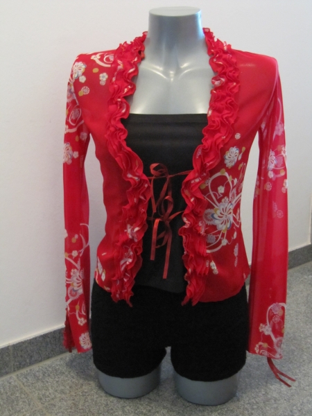 TOLLE BLUSE FLAMENCO ESPRIT GR. XS WIE NEU HIPPIE VOLANT RÜSCHE Bolero transparent