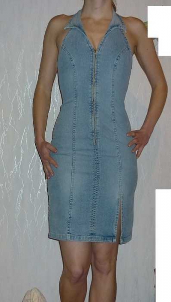 Neckholder-Jeanskleid