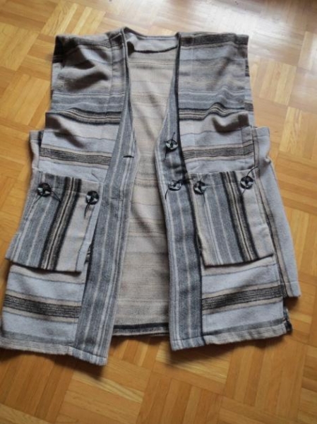 Weste, gestreift, grau-beige-schwarz