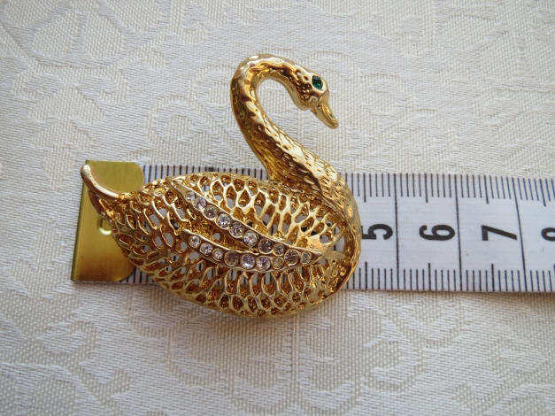 Brosche, Schwan, Kristallsteine
