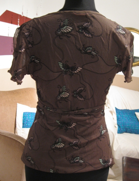 Bluse Schmetterlinge Gr. S 36 / 38 sheer braun