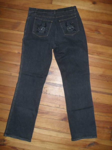 bestickte schwarze Jeans