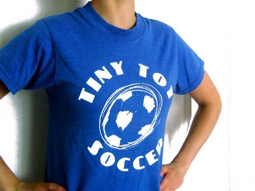 Blaues Retro / Vintage TShirt mit Fußball-Logo, Gr. XS-S (34-36)