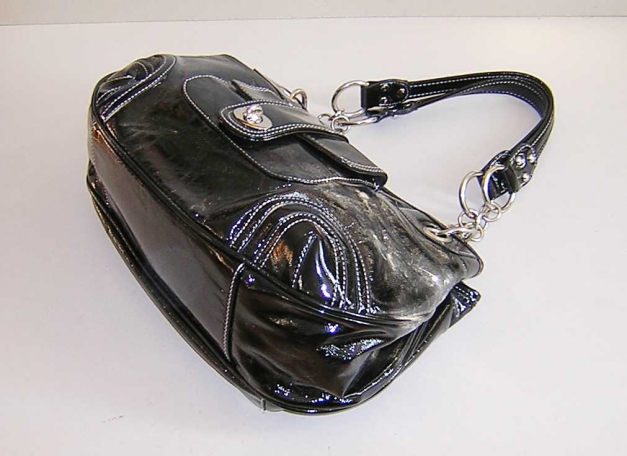 Handtasche 60s Retro Lack Schwarz
