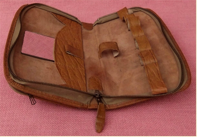 Echtleder Herren-Kosmetik-Tasche , Vintage - 1960er Jahre