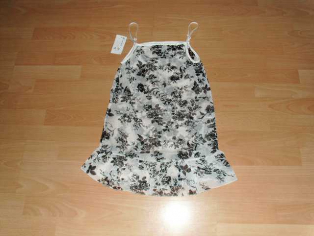 Sexy Trägerhemdchen, weiß mit schwarzen Motiven, Gr. S Neu