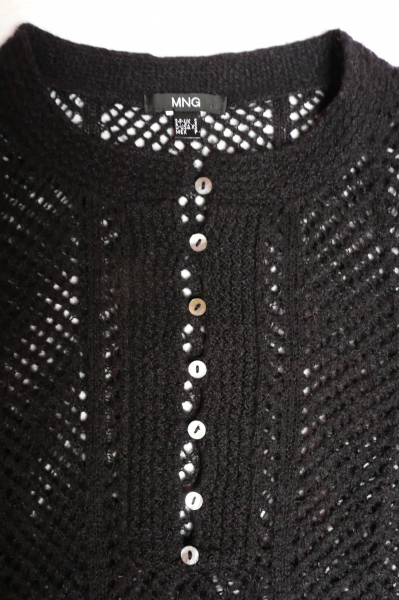 Mango Boho Häkel Pullover schwarz XS ( 32 - 34 )