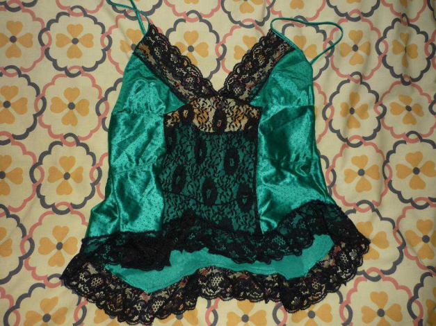 Negligee Unterhemd Gr.38 grün mit Punkten dot * Pin Up 50er Rockabilly sexy Babydoll