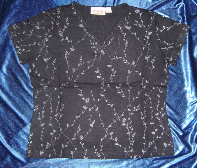 T-Shirt von Young Fashion, schwarz mit Glitzer Gr. 40-42