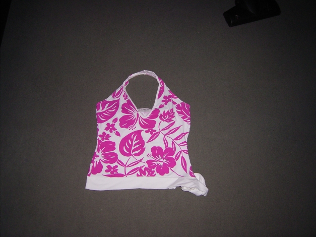 Blumen -Neckholdertop weiß / pink  Clockhouse Gr.38