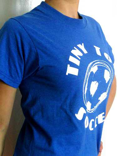 Blaues Retro / Vintage TShirt mit Fußball-Logo, Gr. XS-S (34-36)