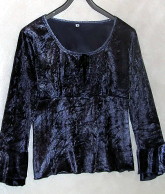 Blaues Pannesamtshirt , Gr. M