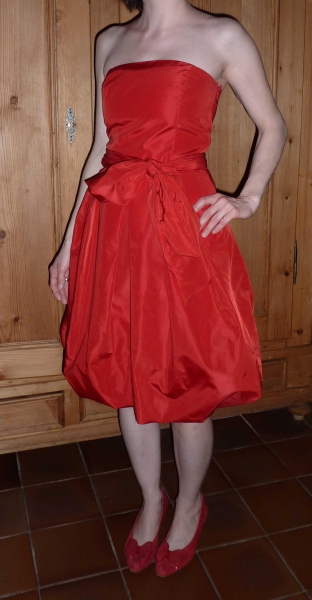 Zara Cocktailkleid Bandeau Kleid rot XS = 34