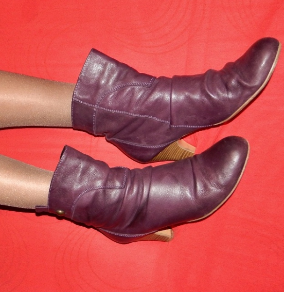 Damen Schuhe Stiefel Echt Leder Violettbraun Gr.39 GÖRTZ süß