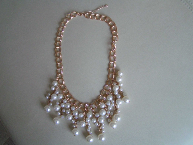 Elegante große Statement Blogger Perlen Kette Perlenkette Collier