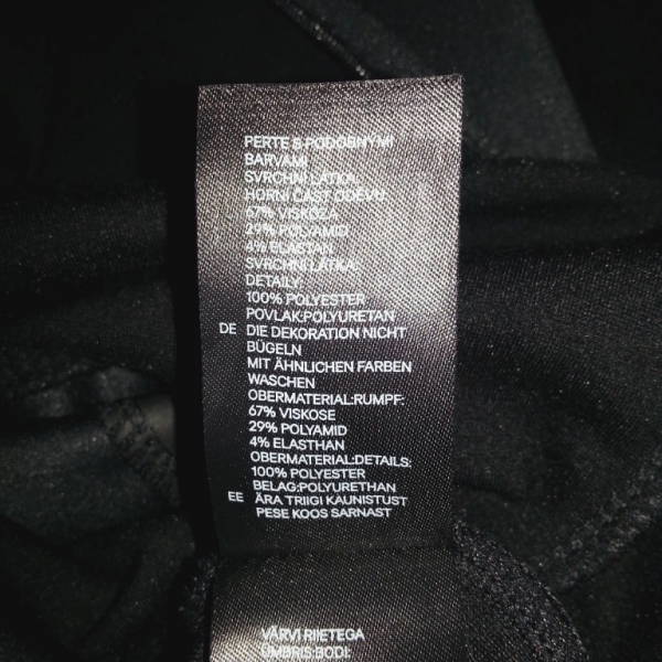 H&M schwarzes Minikleid mit langen Ärmeln und Kunstledereinsatz Gr. xs
