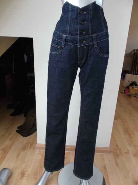 High Waist Jeans dunkelblau eng