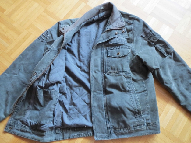 Jeansjacke, Reißverschluss, khaki, gefüttert, Gr.40/M