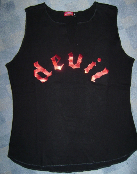 Schwarzes Top mit Aufdruck „devil“ Teufel Gr. L von Smog Rockers