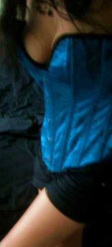 Korsett aus China-Brokat *Corsage* *Blau* *Satin* *Gothic* *Cyber* *Asia*