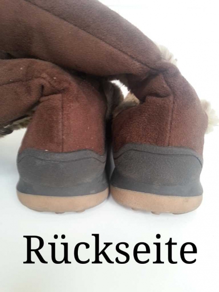 Braun-/beigefarbene Kunstfellboots/-stiefel in partieller Wildlederoptik Gr. 36