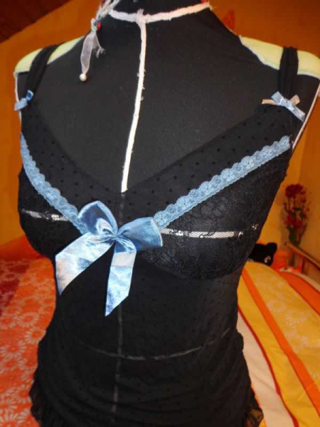 Hunkemöller Unterwäsche Top Punkte Dots schwarz Schleife Spitze