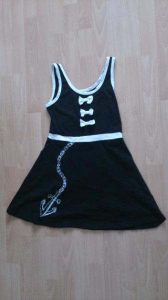 Sourpuss Sailor Dress Kleid Minikleid Anchor Schleife Anker s/w S NEU