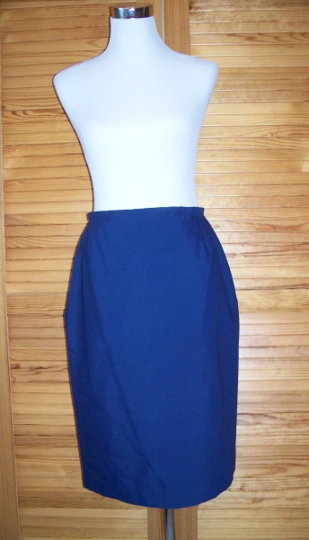 VINTAGE// Marineblauer Midirock (highwaist) von *Trevira 70/30*