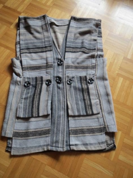 Weste, gestreift, grau-beige-schwarz
