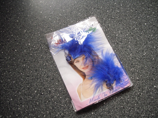 Ungetragen: Ohrschmuck Federn, Indigo Blau, Boho, Mottoparty Elfenschmuck