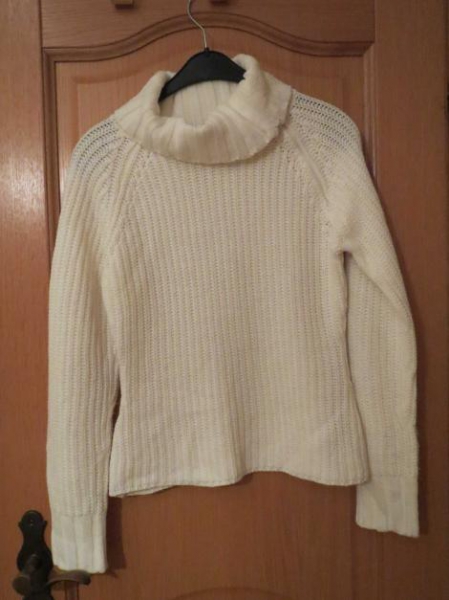 Pullover, Rollkragenpulli, weiß-creme