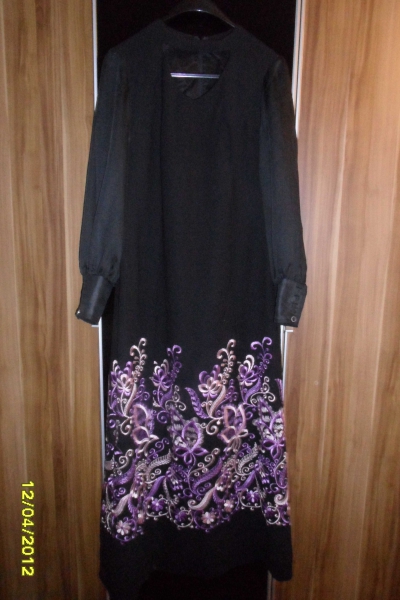 Empire Kleid, Abendkleid, Maxikleid,schwarz,Stickerei, GR ca. M/L , absolute Handarbeit, elegant 