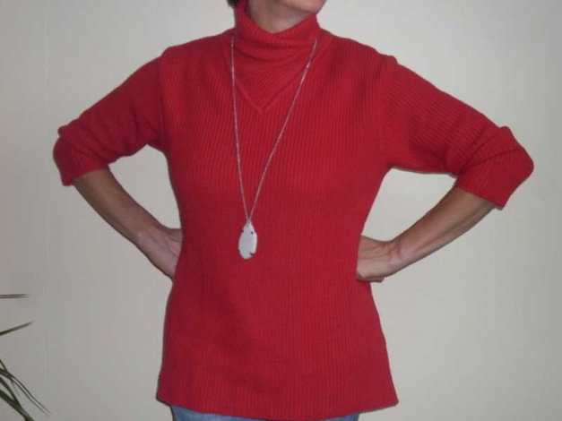 roter strickpullover (merinowolle)