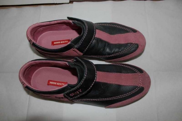 VINTAGE MISS SIXTY 60 SPORTSCHUHE Sneaker LEDER Halbschuhe wie Barfußschuhe 37,5 38 