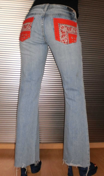 Custom-Jeans: Skater Bandana Beatsteaks-Design! Weltweites Unikat in XS-S!