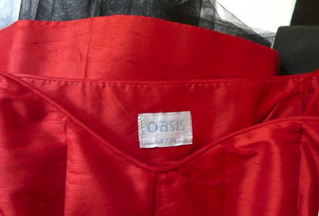 Oasis Bandeau Cocktail Party Kleid 34 XS - S rot Weihnachten Silvester