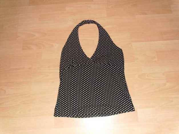 Neckholdertop von Green, schwarz mit Pünktchen, Gr. 170