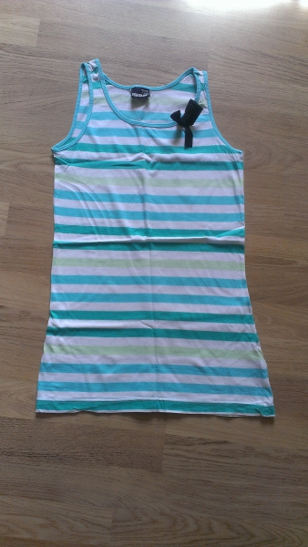 türkis-blau-weiß gestreiftes Top mit kleiner Schleife Gr. 170/176 / marine