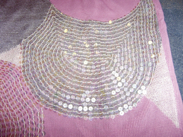 Elegantes Feinstrick-Top mit Pailletten, altrosa, grau, weiß ca. Gr. 38-40
