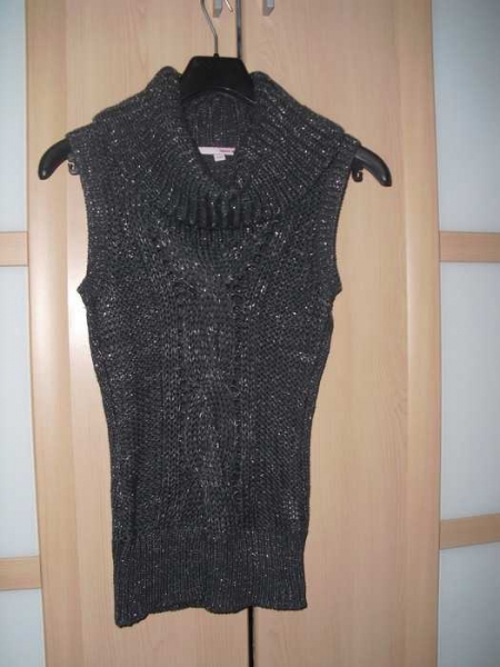 sexy rollkragenpullover ärmellos glitzer grobstrick zopfmuster von tally weijl