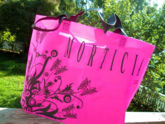 Morticia-Tasche Schwarz / Pink *Skull-Butterfly* *Gothic* *Rockabilly*